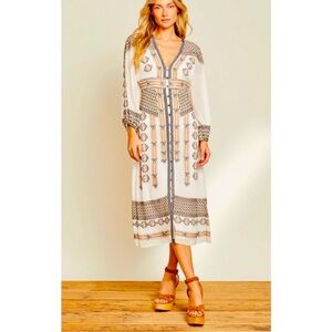 NWT! Veronica Beard Julianna White Embroidered Long Sleeve Midi Dress. Size 16
